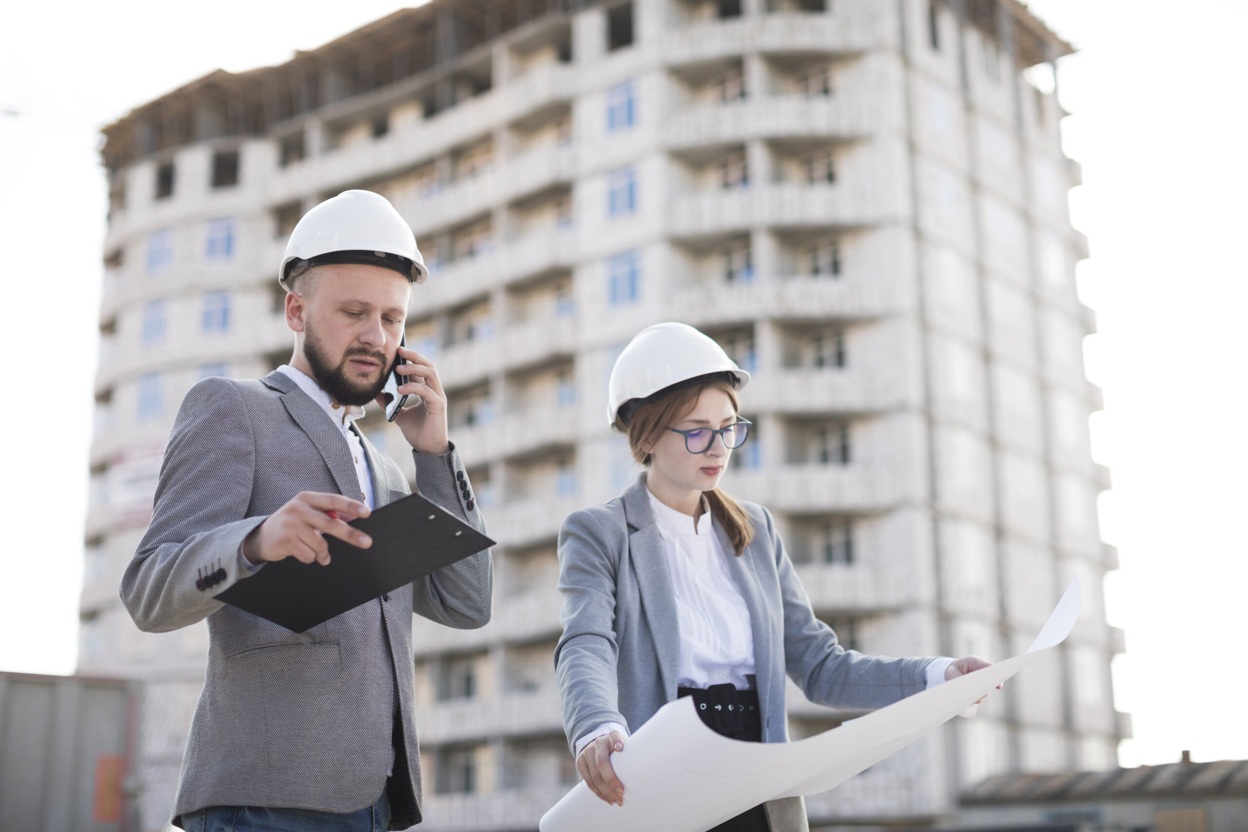 Experienced construction team working on a residential building project in Surrey, BC